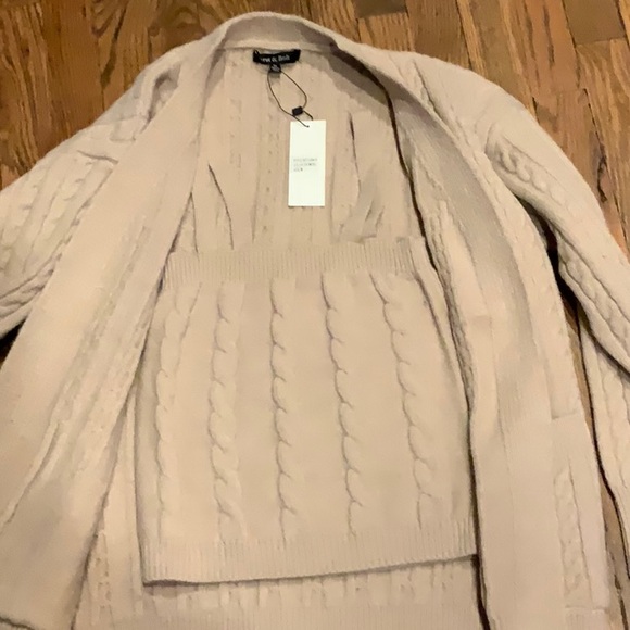 Lisse Cable Knit Cardigan And Tank In Beige - Picture 7 of 7